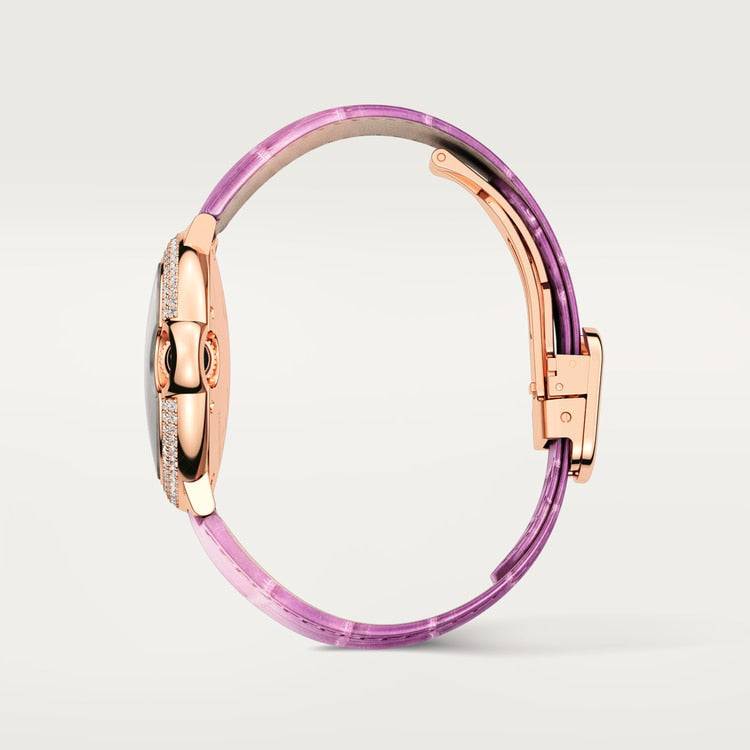 33 mm, movimiento automático, oro rosa, diamantes, piel